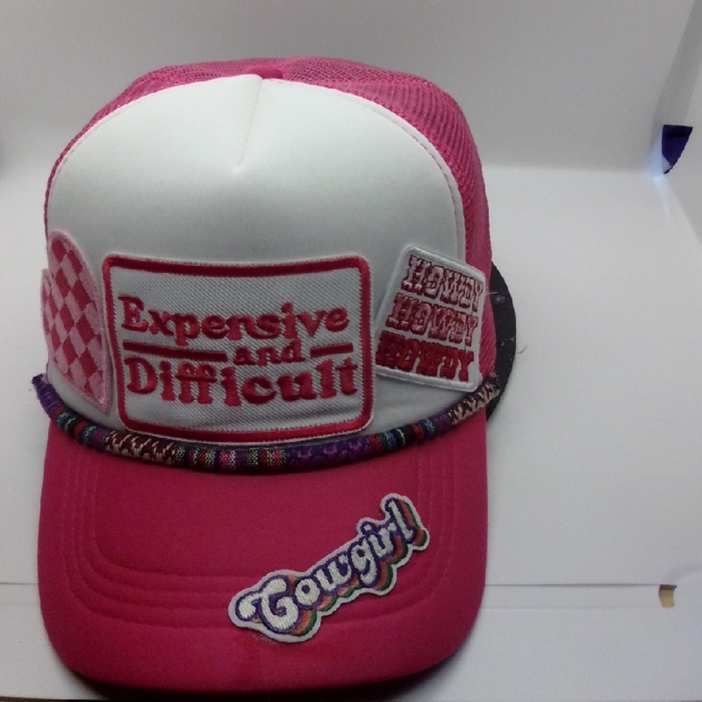 Hand Crafted Pink and White Trucker Hat